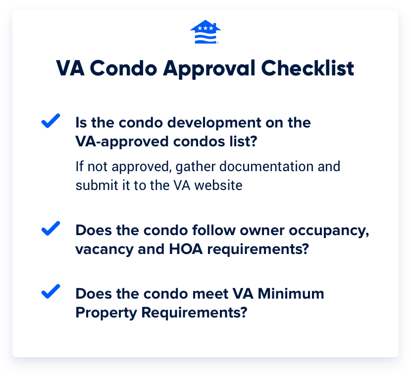A graphic of a VA condo approval checklist