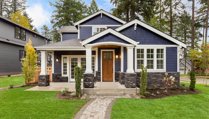 The exterior of a suburban home.