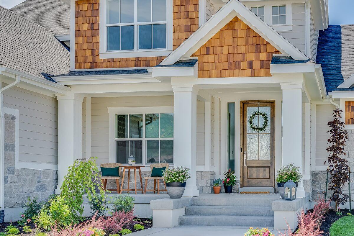 Front porch of an upscale home.